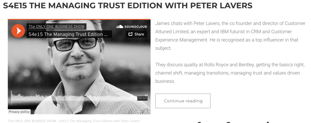 The Only One Business Show Podcast with Peter Lavers