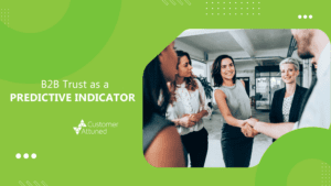 Title image for "B2B Trust as a Predictive Indicator" shows an affirming handshake between a customer and a supplier