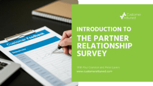 Graphic showing a survey being filled out and the text "Introduction to the Partner Relationship Survey"