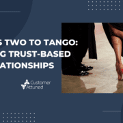 Title graphic that reads "It takes two to tango: building trust-based B2B relationships". The image includes a photo of lower legs dancing a tango.
