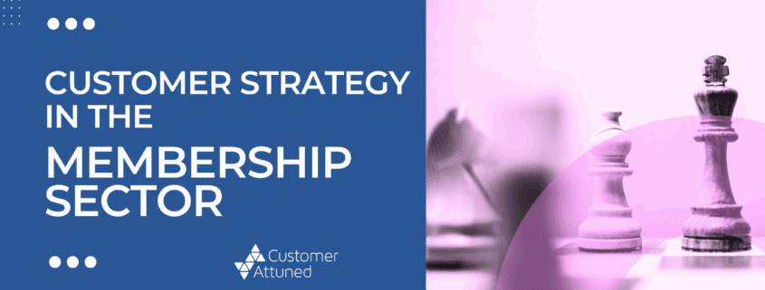 Graphic stating the page title, Customer Strategy in the Membership Sector". It also shows stylised chess pieces mid-game.